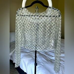rhinestone/beaded mesh crop top